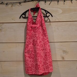 Pink, Reversiblie, Floral Halter Sundress, Size M